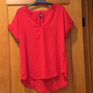 Red chiffon blouse